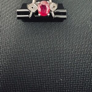 2 CT Ruby and Diamond Silver Ring